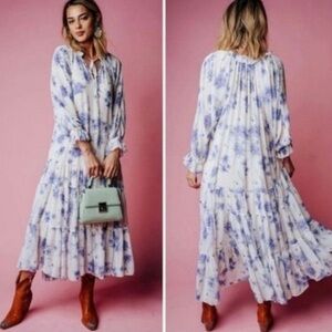 Free People Blue and White Floral Maxi Dress